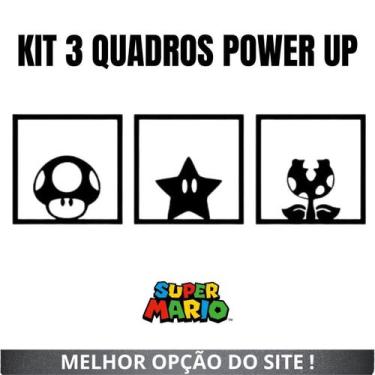 Imagem de Kit 3 Quadros Vados Power Up Super Mario Em Mdf Gamer - Viza 3D Games