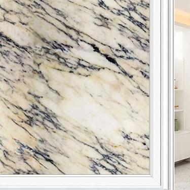 Imagem de Película de janela 3D de mármore, textura de estilo mármore, para porta de vidro, banheiro, sala de estar, L90 x C 190 cm