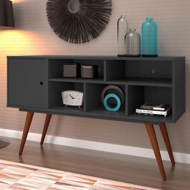 Imagem de Bancada Rack Retro Tv Até 50 Polegadas 75 Preto Ac - Cor: Preto