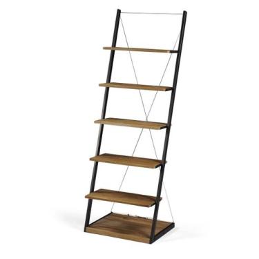 Imagem de Estante Escada Queens cor Driftwood Estrutura em Aco Grafite 184cm - 6