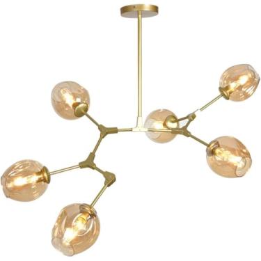 Imagem de Lustres Moleculares Modernos De 6 Cabeças Sombra De Vidro Nórdico Magic Beans Island Luzes Pendentes De Teto Para Sala De Estar Sala De Jantar Quarto, B