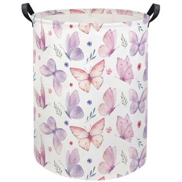 Imagem de HIYAGON Cesta de roupa suja de borboleta, cesto de bebê, para berçário, crianças, cesto de borboleta, organizador de brinquedos, organizador de borboletas, decoração de quarto para casa (borboleta em