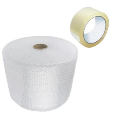 Imagem de Kit com Plástico Bolha 40x100m  Fita 45mm x 100m Embale com Segurança 