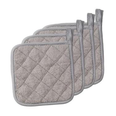 Imagem de Fenteer 4 peças de pegadores de panela de cozinha, almofadas quentes, laváveis ​​à máquina, 6,89 x 6,89 polegadas, porta-copos para cozinha, assar, cozinhar, Cinza