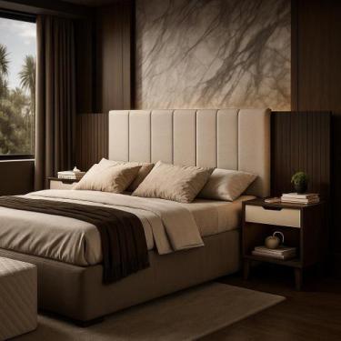 Imagem de Cabeceira Regulável Para Cama Box Casal Queen Helena Com Criados E Pai