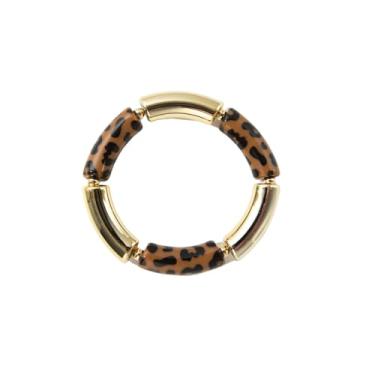 Imagem de Izpack Pulseira elástica de leopardo para mulheres, acessório boho de acrílico, bijuteria moderna para mãe, One Size, Acrílico, Sem Pedra Preciosa