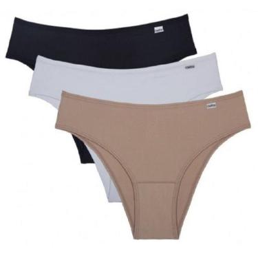 Imagem de Kit c/ 3 Calcinhas Biquini Microfibra Del Rio ref. 51509, Mousse/Branc