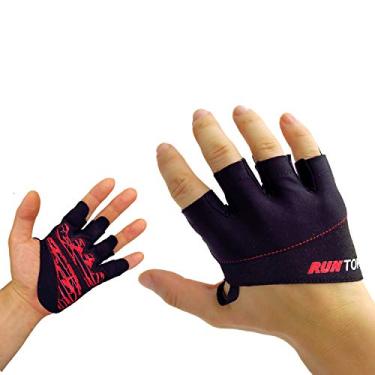 Imagem de Luvas de treino RUNTOP Luvas de levantamento de peso com enchimento de silicone, luvas de exercícios perfeitas para mulheres, homens, treinamento Crossfit, WODS, musculação, musculação, levantamento de peso, academia, ginástica, Vermelho, Medium