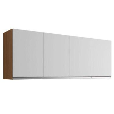 Imagem de Armário Aéreo Para Cozinha 160 Cm 4 Portas Adriana Amêndoa/branco - AJ