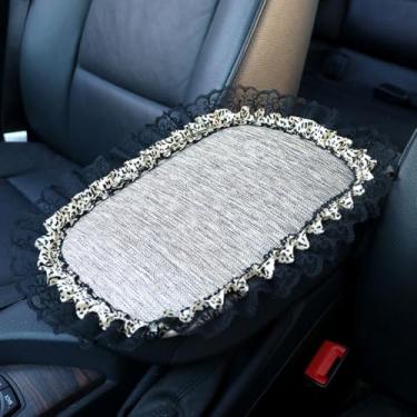 Imagem de MINGZAIQIPEI Capa de apoio de braço de renda para console central automotivo almofada de console macia para carro, almofada de apoio de braço central para a maioria dos protetores de decoração de