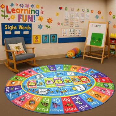 Imagem de KC Cubs Playtime Collection Alfabeto ABC, Estações, Meses e Dias da semana Educacional Aprendizado e Jogo Área oval Tapete para crianças e quartos de crianças e sala de jogos, 3' 3" x 4' 7"
