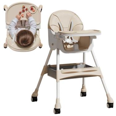 Imagem de Cadeiras Altas para Bebês - Cadeira de Estudo e Refeição Ajustável para Crianças,Assento Elevatório Saltitante E Reclinável Com Design Compacto Para Viagens Praia Cozinha Acampamento E Restaurante