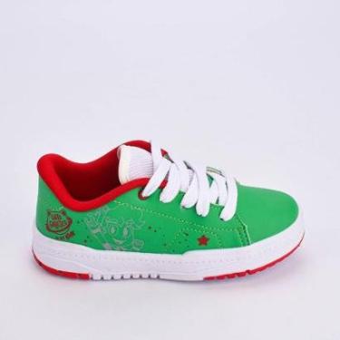 Imagem de Tênis Infantil Menino Kidy Gato Galáctico K360 Respitec Verde Casual Estiloso Confortável-Masculino