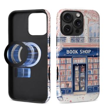 Imagem de Capa para iPhone 16 Pro [compatível com MagSafe], silicone macio brilhante + capa protetora 2 em 1 de policarbonato rígido antiarranhões à prova de choque para mulheres e homens - charmosa livraria