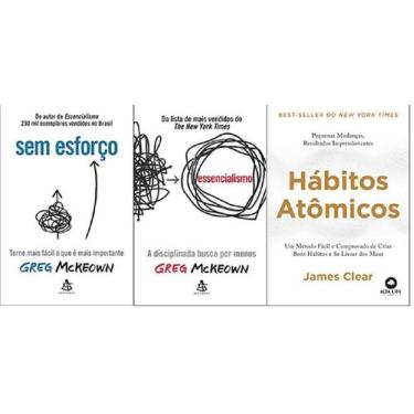 Imagem de Kit 3 Livros Sem Esforço + Essencialismo + Hábitos Atômicos - Sextante