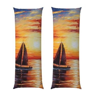 Imagem de Capa de travesseiro corporal com zíper oculto, fronha longa de microfibra macia e respirável para travesseiro corporal, capas de travesseiro de veleiro do pôr do sol para dormir, presente de cama, 50