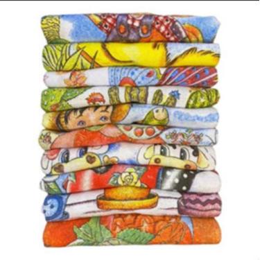 Imagem de Pano De Prato Bainha Quatro Lados Estampado Grande - 43 X 75 Cm- Kit C