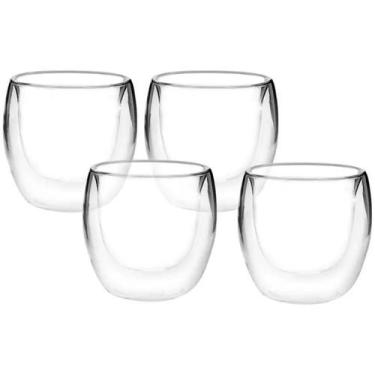 Imagem de Kit 4 Copos De Vidro Duplo Bebida Quente E Fria 80ML - Minymix