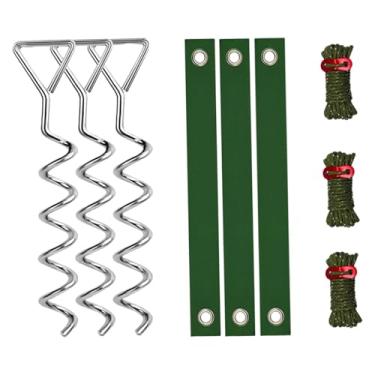 Imagem de WeiLaiKeQi Kit de estacas para árvores Kit de alisamento de árvores em espiral Acessórios de alta resistência para coberturas de jardim, Prata Verde Escuro