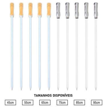 Imagem de Kit 08 Pçs Espeto Alumínio Simples Chato Estreito Aperitivos e Petisco