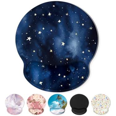 Imagem de KONVINIT Mouse pad ergonômico com descanso de pulso, pequeno mousepad com base de borracha antiderrapante e superfície lisa, mouse pads azuis para mesa, acessórios de mesa de escritório