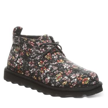 Imagem de BEARPAW Skye Youth Várias Cores | Bota infantil Chukka | Bota infantil sem cadarço | Bota de inverno confortável, Floral preto, 5 Big Kid
