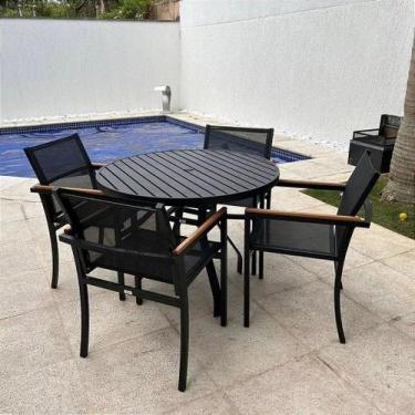 Imagem de Conjunto de Mesa 90cm Ripada Amélia 4 Poltronas Piscina e Jardim - Nos