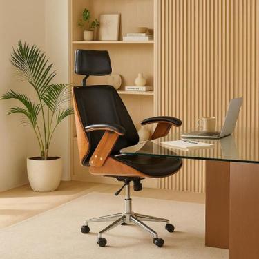 Imagem de Cadeira de Escritório Ergonômica Giratória Moderna Alta Presidente Lis