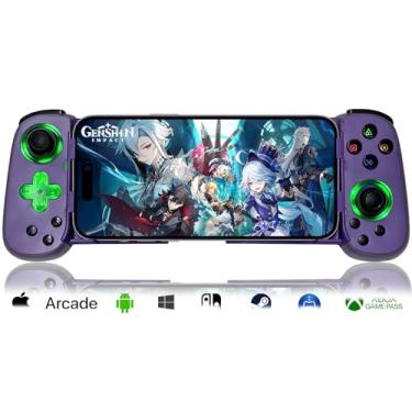 Imagem de arVin Wireless Gamepad for iPhone, Android with Phone CASE Support/Green Light/Hall Effect Joystick/Turbo, Cell Phone Controller for iPhone 15/14/13/Samsung Galaxy 22/21/20/Call of Duty/Genshin/Diablo