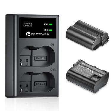 Imagem de Bateria e carregador FirstPower EN-EL15/15a/15b/15c, pacote com 2 Niko