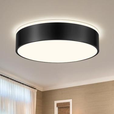 Imagem de VIOLOEMI Luminária de teto LED preta regulável, 5CCT 2700 K-6000 K, luz de teto moderna, luminária minimalista redonda para quarto, cozinha, lavanderia, sala de estar, 15,74 polegadas