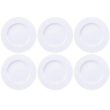 Imagem de Jogo 6 Pratos Branco Tramontina de Porcelana 28cm Raso Mesa Posta Maria Augusta