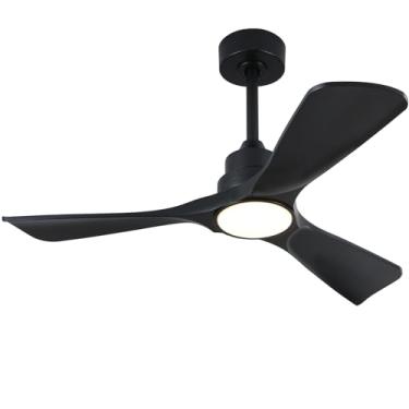 Imagem de XBIBI Ventilador de teto preto de 106 cm com luz e controle remoto, motor CC silencioso de 6 velocidades, ventilador de teto moderno com luz, ventiladores de teto internos e externos para pátio