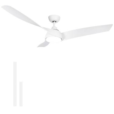 Imagem de SODSEA Ventilador de teto com luzes, ventilador de teto externo de 132 cm com controle remoto 3 lâminas reversíveis, regulável, 2 varões, ventilador de teto branco com luz para quarto, sala de estar