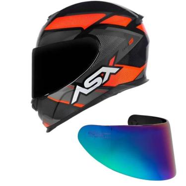 Imagem de Capacete ASX Eagle Fast Preto Grafite e Vermelho Mais Viseira Camaleão-Masculino