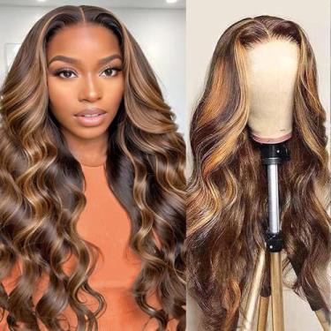 Imagem de Peruca de cabelo humano com destaque ombré de 71 cm, cabelo humano pronto para usar, sem cola, cabelo humano pré-arrancado, pré-cortado, densidade 180% P4/27, perucas coloridas onduladas corporais, 5
