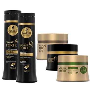 Imagem de Kit Haskell Cavalo Forte Sh Cond 300 + Cronograma Capilar