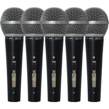 Imagem de Kit 5 Microfones Vocais Profissionais Com Chave Ht-48 Csr 