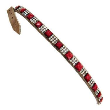 Imagem de Bandinha De Chapéu Strass Quadrado Vermelha Luxo Regulagem - Couros Al