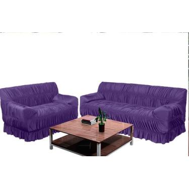 Imagem de Capa De Sofá Em Malha 2 E 3 Lugares 21 Elásticos - Lilás - Campari