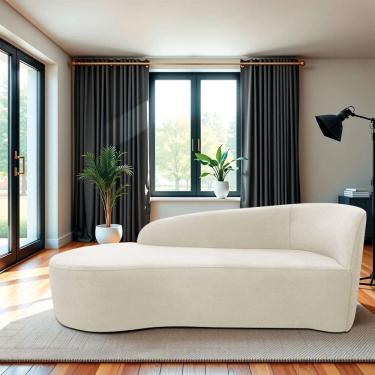 Imagem de Recamier Curvo Orgânico 160cm 2 Lugares Lado Esquerdo para Sala de Estar Bouclé Paris Bege