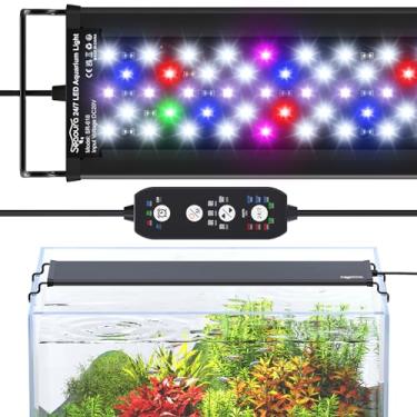 Imagem de SEAOURA Luz LED de aquário com modo 24/7 para plantas - luz de aquário de espectro completo com temporizador, ligar/desligar automático, 7 cores, brilho ajustável, 3 modos para tanque de água doce de