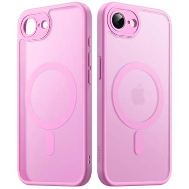 Imagem de JETech Capa Magnética para iPhone 16e 6,1 Polegadas 2025 Compatível com MagSafe, Case Capinha de Telefone Fina e à Prova de Choque com Parte Traseira Fosca Translúcida (Rosa)
