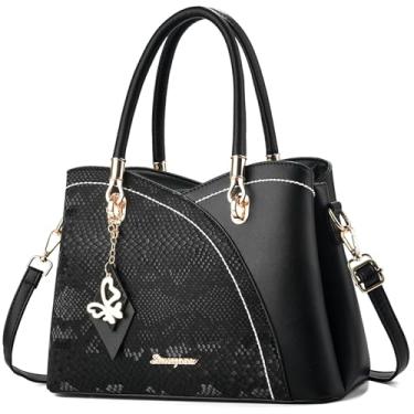 Imagem de SiMYEER Bolsas e bolsas de mão com alça superior bolsa de ombro bolsa carteiro para mulheres, 1-5 lp preta