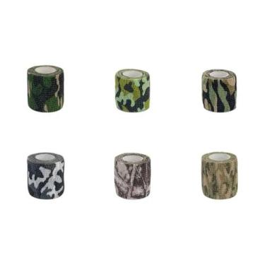 Imagem de Fita Elástica Camuflada 48m 6 Peças Protetor Esportivo Autoadesivo Par
