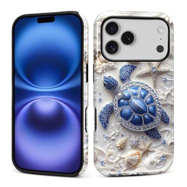 Imagem de MQJCYB Capa para 17 Pro, híbrida, resistente, 2 em 1, proteção robusta à prova de choque, capa brilhante para 17 Pro Tartaruga Marinha Estrela do Mar Oceano