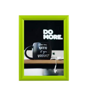 Imagem de Moldura de alumínio BNV para pôster/imagem de encaixe frontal, perfil de 2,5 cm, montagem na parede, modo retrato e paisagem, fácil instalação, antirreflexo, capa de PVC, leve (verde claro, 21 x 28)