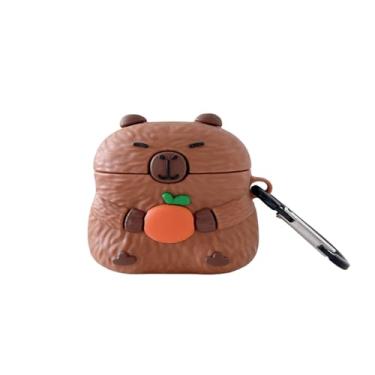 Imagem de Rertnocnf Capa compatível com Airpods Pro/Pro2, capa de fone de ouvido com design fofo de capivara Kawaii, acessórios portáteis, de silicone macio, sem fio, protetor à prova de choque para presentes,