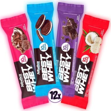 Imagem de Kit 12 Best Whey Bar – Mix Barra de Proteína 4 Sabores (3x Cookies & Cream · 3x Brigadeiro · 3x Beijinho de Coco · 3x Brownie de Chocolate) – Atlhetica Nutrition | Sem Açúcar | 10 g de Proteína