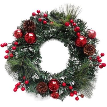 Imagem de Guirlanda de natal decorativa de pendurar com bolas vermelhas para por